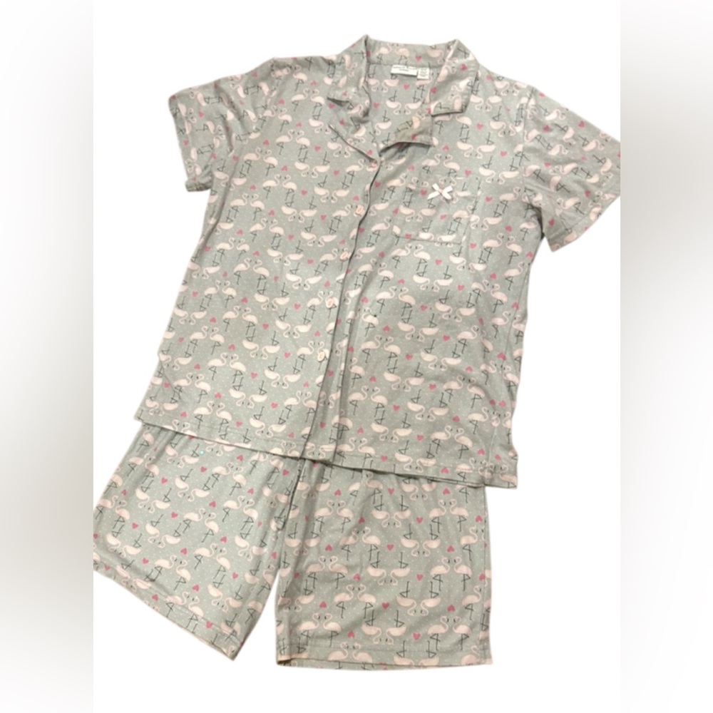 Gray and pink Flamingo pajamas for women